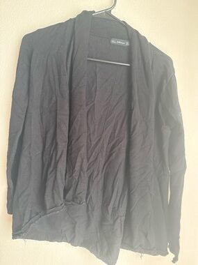 Zara Black Open-Front Draped Women's Cardigan